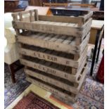 Six vintage vegetable crates, 76 x 45cm