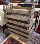 Six vintage vegetable crates, 76 x 45cm