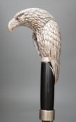 A Jeffery West umbrella with modern filled silver Thorondor eagle head handle, 93cm total length