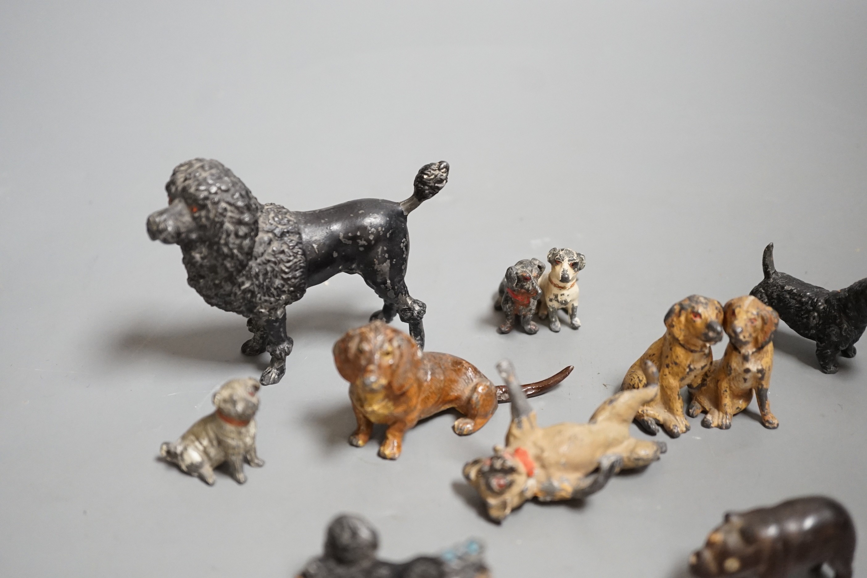 A small collection painted cast metal figures, dogs, to include ‘dancing dogs’, (group) - Image 6 of 7