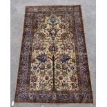 A Persian tree of life silk rug, 206 x 128cm