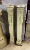 A pair of cast iron columns, height 90cm
