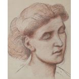 Attributed to Evelyn de Morgan (1855-1919), conté crayon, Head of a maiden, 24 x 20cm