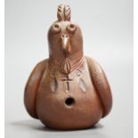 A French pottery novelty whistle modelled as a rooster, stamped M-DUPONT LA BORNE CHER. 12.5cm long