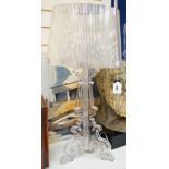 An ornate perspex table lamp and shade, 78cms high