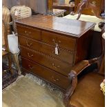 A small George III oak five drawer chest, width 84cm, depth 47cm, height 84cm