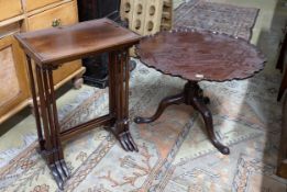 A George III and later circular piecrust occasional table, cut-down, diameter 70cm, height 50cm