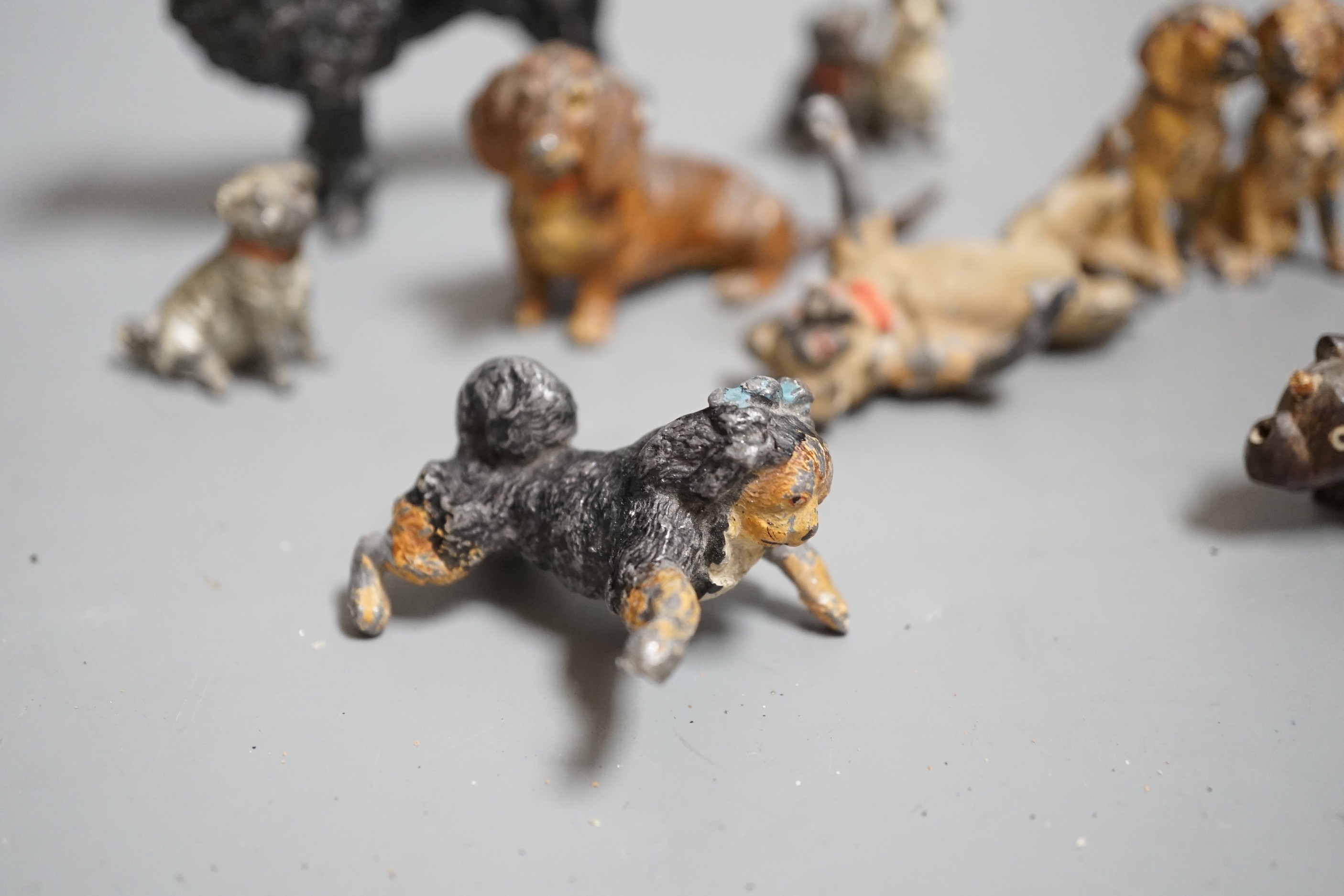 A small collection painted cast metal figures, dogs, to include ‘dancing dogs’, (group) - Image 2 of 7