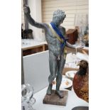 A bronzed plaster figure, after the Antique, base broken. 68cm high