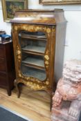 A 19th century French gilt metal mounted and marquetry side cabinet, width 59cm, depth 39cm,