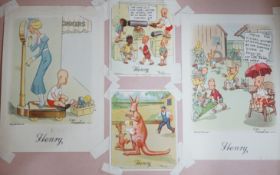 A ‘Henry’ postcard album, together with various Second World War cartoon/scrap books and political