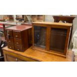 An early 20th century mahogany six drawer filing chest, width 32cm, depth 40cm, height 36cm and a