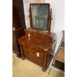 A 19th century French flame mahogany dressing chest, width 90cm