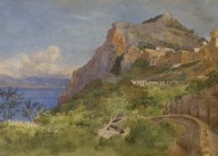 Arthur Glennie RWS (1803-1890), watercolour, Capri, inscribed with the title, Abbott & Holder