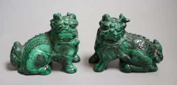 A pair of Chinese carved Lion-dog figures, 6.5cm tall