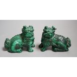 A pair of Chinese carved Lion-dog figures, 6.5cm tall