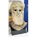 A bronzed plaster classical head, after the Antique, 0cms high,