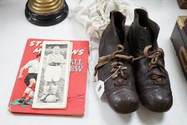 A pair of vintage Football boots and ephemera,