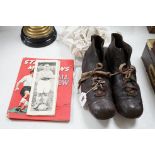 A pair of vintage Football boots and ephemera,