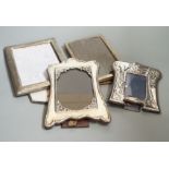 Four assorted silver mounted photograph frames including Edwardian, Chester, 1906, largest 19.9cm.