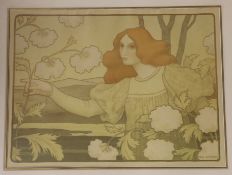 Paul Berthon (1872-1934), colour lithograph, "Les Boules de Neige", signed in the plate, 42 x 55cm