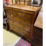 A George IV mahogany banded provincial oak chest, width 109cm, depth 47cm, height 108cm