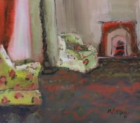 Mhairi P. McGregor RSW (b.1971) gouache, 'The Drawing Room', signed with Art Supermarket label