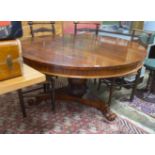 A Victorian circular rosewood veneered breakfast table, diameter 138cm, height 72cm