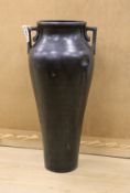 A large Japanese bronze two handled vase, 61cm high