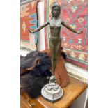 An Art Deco style bronze female bather, height 71cm