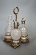 A Victorian silver 4 bottle cruet stand, Hilliard & Thomasson?, Birmingham, 1876, height 20.5cm,