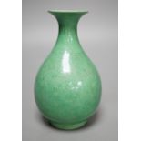 An early 20th century Chinese green crackle glazed vase (a.f.). 17cm.