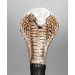 A Jeffery West umbrella with silver cobra handle,94cmslong