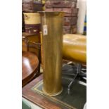 A brass shell cased stick stand, height 73cm