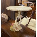 A 1950's Italian composite occasional table with figural cornucopia stem, width 49cm, depth 35cm,