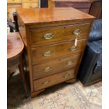 A small banded mahogany four drawer chest, width 67cm, depth 43cm, height 99cm