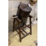 A Victorian Waide & Son iron mounted butter churn, height 114cm