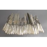 Twelve pairs of George V mother of pearl handled fruit eaters, George Howson, Sheffield, 1933.