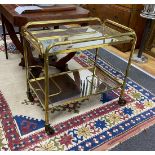 An Art Deco style mirrored brass two tier trolley width 73cm, depth 44cm, height 68cm