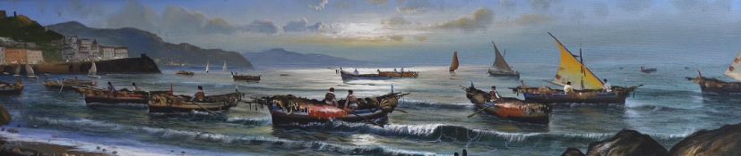 Mario Galanti (Italian, 1923-1998), oil on canvas, View along the Neapolitan coast, signed, 19 x
