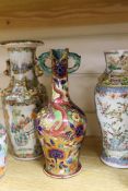A group of 19th / 20th century Chinese vases and a figure of Guanyin, tallest 25cm