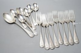 A part suite of George V silver Old English pattern flatware, by Elkington & Co, Birmingham, 1928,
