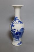 A 19th century Chinese blue and white vase, 30cm