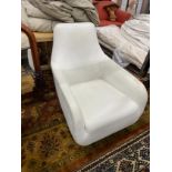 A Ligne Roset white leather armchair, width 70cm, depth 90cm, height 86cm