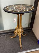 A Victorian cast iron table with oval specimen marble top, width 48cm, depth 33cm, height 72cm