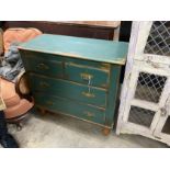 A Victorian style painted chest of dour drawers, width 42cm, depth 41cm, height 84cm