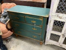 A Victorian style painted chest of dour drawers, width 42cm, depth 41cm, height 84cm