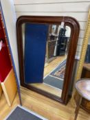 A late 19th century French faux rosewood framed overmantel mirror, width 103cm, height 143cm.