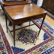 A George III mahogany side table fitted drawer width 71cm, depth 46cm, height 70cm.