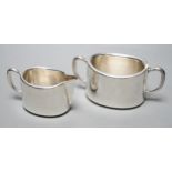 A modern Danish 925 sterling cream jug and sugar bowl, by Hans Hansen, 13.1oz.